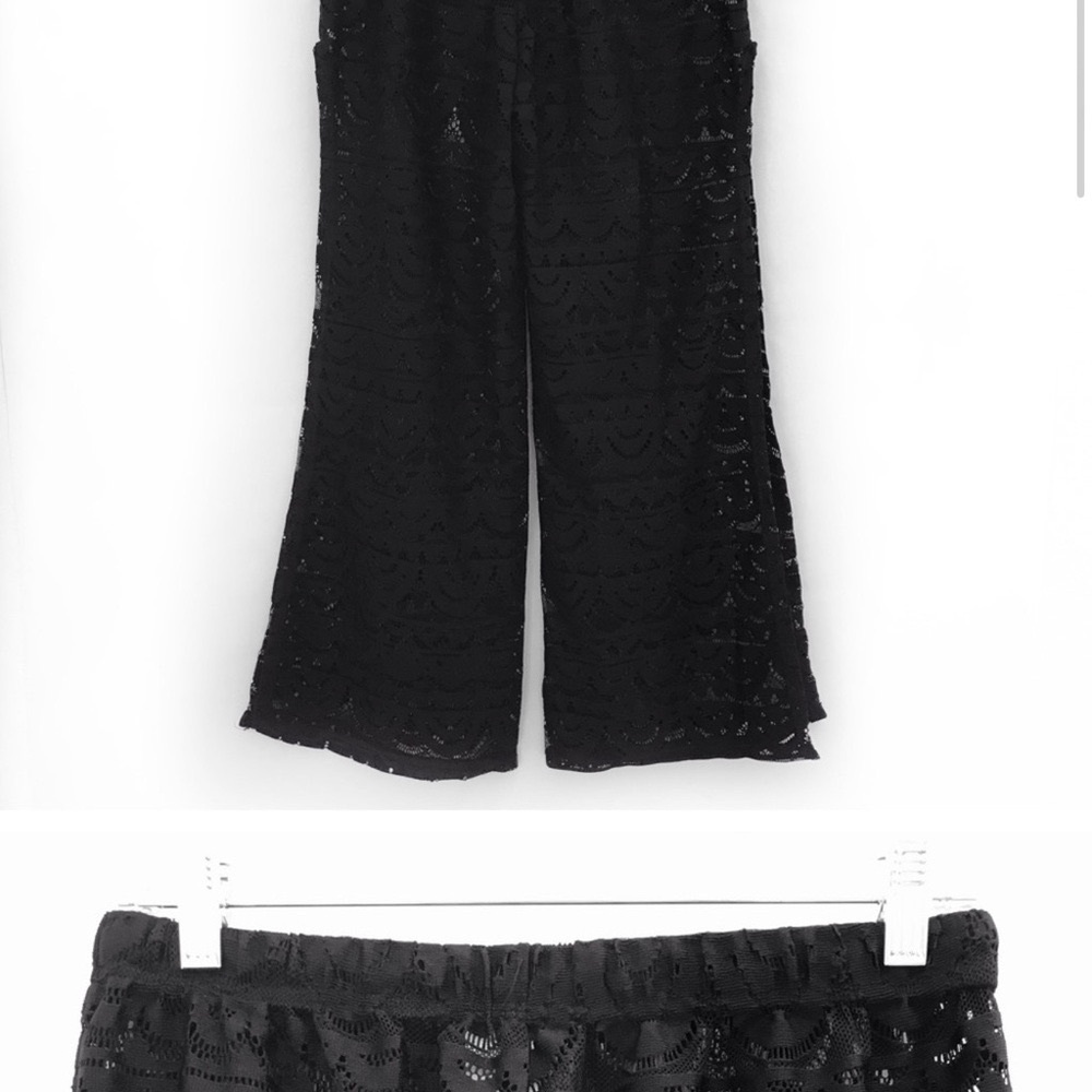 ALEXA & STELLA Black Lace Beach Pants Side Splits NWT